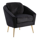 LumiSource Dahlia Velvet Accent Chair, Black/Gold