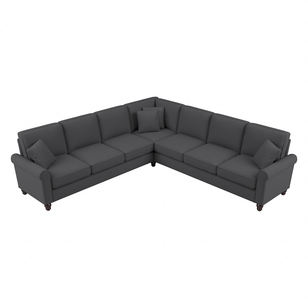 Bush Furniture Hudson 111inW L-Shaped Sectional Couch, Charcoal Gray Herringbone Fabric, Standard Delivery
