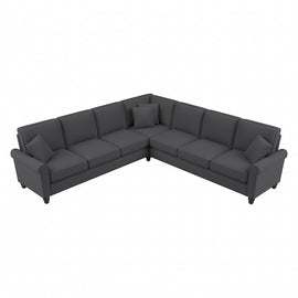 Bush Furniture Hudson 111inW L-Shaped Sectional Couch, Charcoal Gray Herringbone Fabric, Standard Delivery