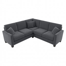 Bush Furniture Flare L-Shaped Sectional Couch, 35-3/4inH x 87-1/16inW x 87-1/16inD, Dark Gray Microsuede Fabric, Standard Delivery
