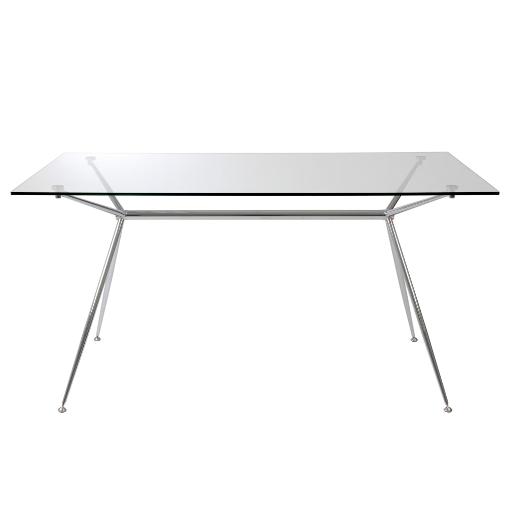 Eurostyle Atos Dining Table, 29-3/4inH x 60inW x 36inD, Chrome/Clear