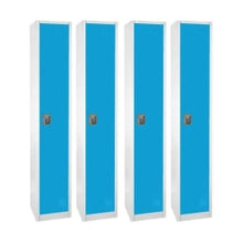 Load image into Gallery viewer, Alpine AdirOffice 1-Tier Steel Lockers, 72inH x 12inW x 12inD, Blue, Pack Of 4 Lockers