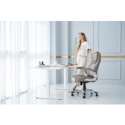 Nouhaus Posture Ergonomic PU Leather High-Back Executive Office Chair, Flat Taupe