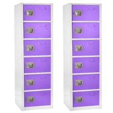 Load image into Gallery viewer, Alpine 6-Tier Steel Lockers, 72inH x 12inW x 12inD, Purple, Pack Of 2 Lockers
