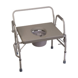 DMI Bariatric Drop-Arm Bedside Commode, 34inH x 28 1/2inW x 23inD, Gray