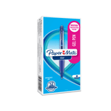 Paper Mate Retractable Gel Pens, Medium Point, 0.7 mm, Blue Barrel, Blue Ink, Pack Of 12
