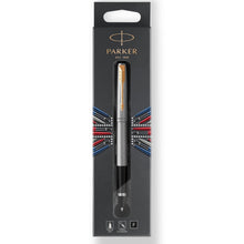Load image into Gallery viewer, Parker Jotter Rollerball Pen, Fine Point, 0.5 mm, Stainless-Steel/Gold Barrel, Black Ink
