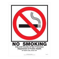 ComplyRight City & County Specialty Posters, No Smoking, English, San Francisco, 8 1/2in x 11in