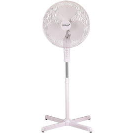 Brentwood Kool Zone F-16SMW 16in Oscillating Stand Fan (White) - 16in Diameter - 3 Speed - Oscillating, Pivoting Head, Quiet, Adjustable Tilt Head, Adjustable Height, Carrying Handle, Safety Grill - White