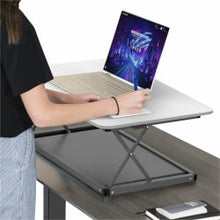 Load image into Gallery viewer, CHANGEdesk Mini White Laptop Standing Desk Converter &amp; Single Monitor Sit Stand Up Desktop Riser - Thin, compact, simnple desktop desk lets you quickly flow between sitting and standing. 27.5x19.5in panel is perfect for laptops and single moniors.