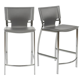 Eurostyle Vinnie Counter Stools, Gray/Chrome, Set Of 2 Stools