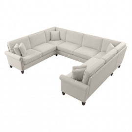 Bush Furniture Coventry 125inW U-Shaped Sectional Couch, Light Beige, Standard Delivery