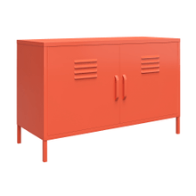 Load image into Gallery viewer, Ameriwood Home Cache 2-Door Metal Locker Accent Cabinet, 25-1/4inH x 39-3/8inW x 15-3/4inD, Orange