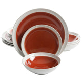Gibson Elite Clementine 12-Piece Dinnerware Set, Red
