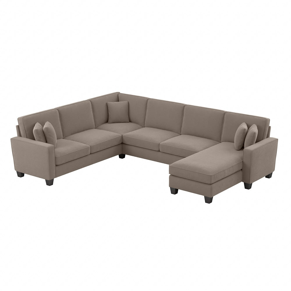 Bush Furniture Stockton 128inW U-Shaped Sectional Couch With Reversible Chaise Lounge, Tan, Standard Delivery