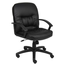 Load image into Gallery viewer, Boss Office Products Overstuffed Ergonomic Vinyl Mid-Back Chair, Black