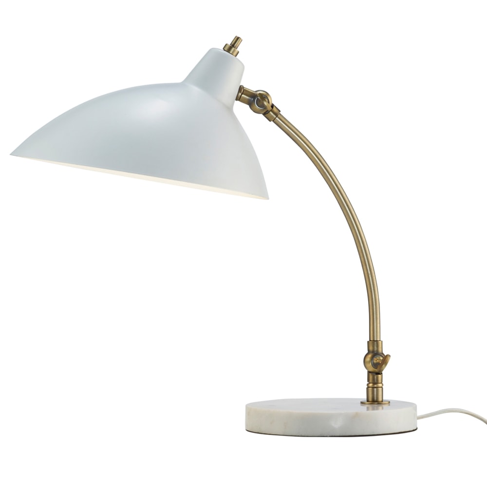 Adesso Peggy Desk Lamp, 18inH, White Shade/Antique Brass and White Base