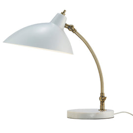Adesso Peggy Desk Lamp, 18inH, White Shade/Antique Brass and White Base