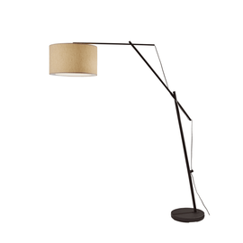 Adesso Broome Arc Lamp, 83inH, Beige Shade/Matte Black Base