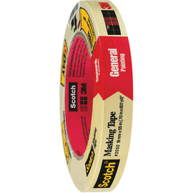 3M 2050 Masking Tape, 3in Core, 0.75in x 180ft, Natural, Pack Of 12