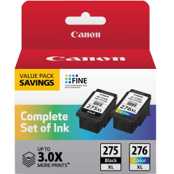 Canon PG-275XL Black/CL-276XL Tri-Color High-Yield Ink Cartridges, Pack Of 2, 4981C008