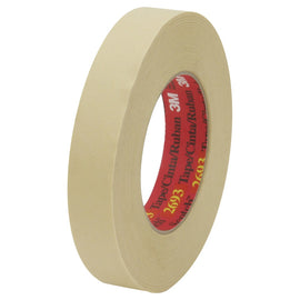 3M 2693 Masking Tape, 3in Core, 2in x 180ft, Tan, Pack Of 24