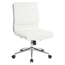 Office Star Pro-Line II SPX Armless Bonded Leather Mid-Back Chair, White/Chrome