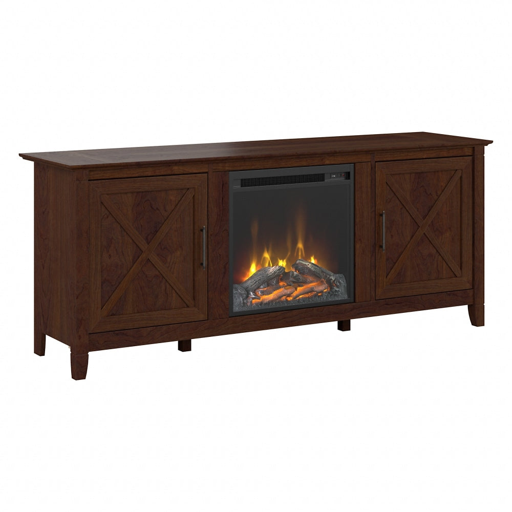 Bush Furniture Key West Electric Fireplace TV Stand for 70in TVs, 25-2/5inH x 60-1/4inW x 15-5/7inD, Bing Cherry, Standard Delivery