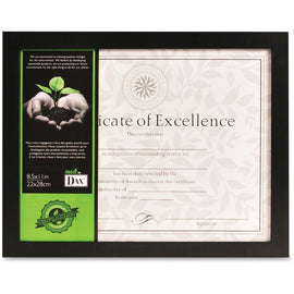 DAX Certificate Frame - 5in x 7in Frame Size - Holds 5in x 7in Insert - Desktop - Vertical - Easel Back - 1 Each - Wood - Black