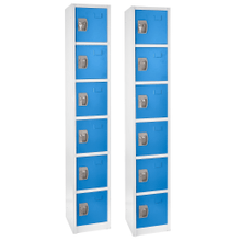 Load image into Gallery viewer, Alpine 6-Tier Steel Lockers, 72inH x 12inW x 12inD, Blue, Pack Of 2 Lockers