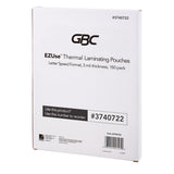 GBC EZUse Thermal Laminating Speed Pouches, 3 mils, 8 1/2in x 11in, Clear, Pack Of 150, 3740722