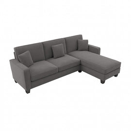 Bush Furniture Stockton 102inW Sectional Couch With Reversible Chaise Lounge, French Gray Herringbone, Standard Delivery