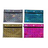 Inkology Geometric Prism Binder Pencil Pouches, 7-1/2in x 10in, Assorted Colors, Pack Of 8 Pouches