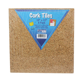 Flipside Products Cork Tiles, 12in x 12in, Set of 4