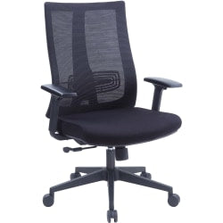 Lorell High-Back Molded Seat Office Chair - Black Fabric Seat - Black Mesh Back - High Back - 5-star Base - Armrest - 1 Each