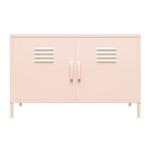 Load image into Gallery viewer, Ameriwood Home Mission District 2-Door Metal Locker Accent Cabinet, 25-1/4inH x 39-3/8inW x 15-3/4inD, Pink