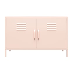 Ameriwood Home Mission District 2-Door Metal Locker Accent Cabinet, 25-1/4inH x 39-3/8inW x 15-3/4inD, Pink