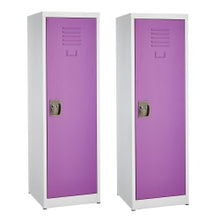 Load image into Gallery viewer, Alpine Kids&#39; 1-Tier Steel Lockers, 48inH x 15inW x 15inD, Purple, Set Of 2 Lockers