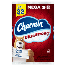 Load image into Gallery viewer, Charmin Ultra Strong 2 Ply Toilet Paper Mega Roll, White, 242 Sheets Per Roll, 8 Rolls per Pack, Carton of 4 Packs