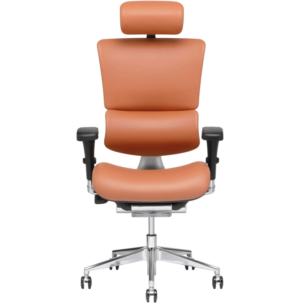 X-Chair X4 Ergonomic Bonded Leather High-Back Task Chair With Headrest, Cognac