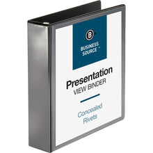 Load image into Gallery viewer, Business Source Round-Ring Standard View 3-Ring Binder, 2in Round Rings, Black