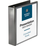 Business Source Round-Ring Standard View 3-Ring Binder, 2in Round Rings, Black