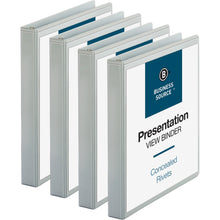 Load image into Gallery viewer, Business Source Standard View Round Ring Binders, 1in Ring, 8 1/2in x 11in, White, Pack Of 4