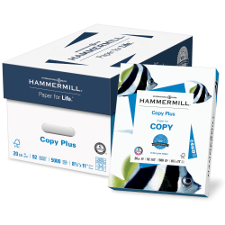 Hammermill Copy Plus Multi-Use Printer & Copy Paper, 10 Reams, White, Letter (8.5in x 11in), 5000 Sheets Per Case, 20 Lb, 92 Brightness