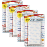 Miller Studio Removable Magic Mounts, Chart Tabs, 1in x 1in, White, 80 Tabs Per Pack, Set Of 4 Packs