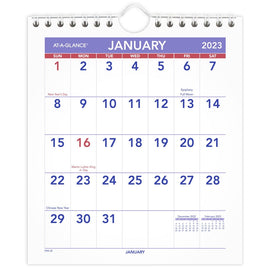 AT-A-GLANCE Mini Monthly 2023 RY Wall Calendar, Small, 6 1/2in x 7 1/2in