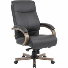 Load image into Gallery viewer, Lorell Bonded Leather High-Back Executive Chair, With Wood frame, Black/Medium Finish