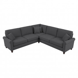 Bush Furniture Hudson 99inW L-Shaped Sectional Couch, Charcoal Gray Herringbone, Standard Delivery