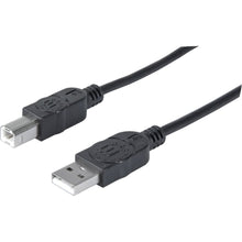 Load image into Gallery viewer, Manhattan Hi-Speed USB 2.0 A Male/B Male Cable, 6ft, Black, Retail Pkg - Hi-Speed USB for ultra-fast data transfer rates with zero data degradation