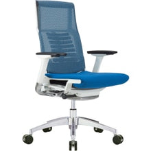 Load image into Gallery viewer, Raynor Powerfit Ergonomic Fabric Mid-Back Executive Office Chair, Blue/White